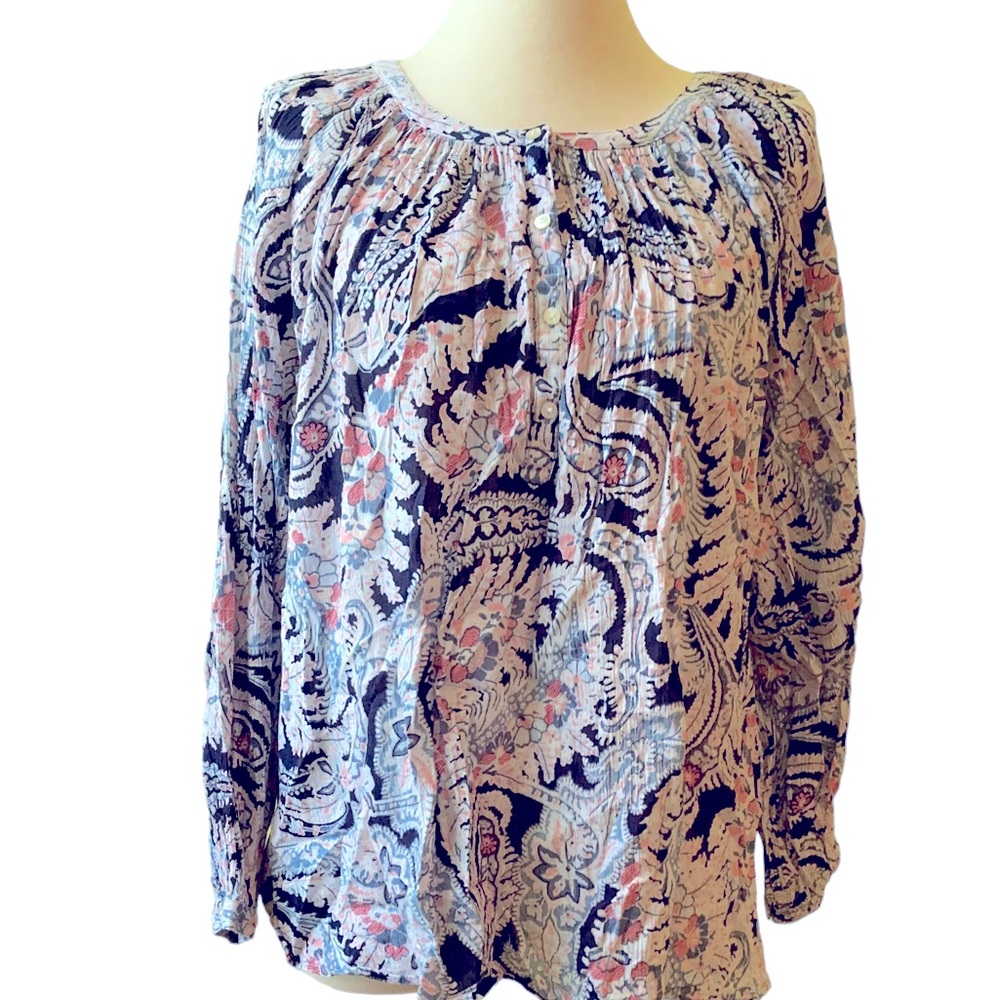 Chap’s long sleeve top, Button opening multicolored, blue, white size L